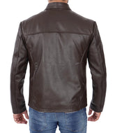 Crosslane Brown Men Cowhide Cafe Jacket